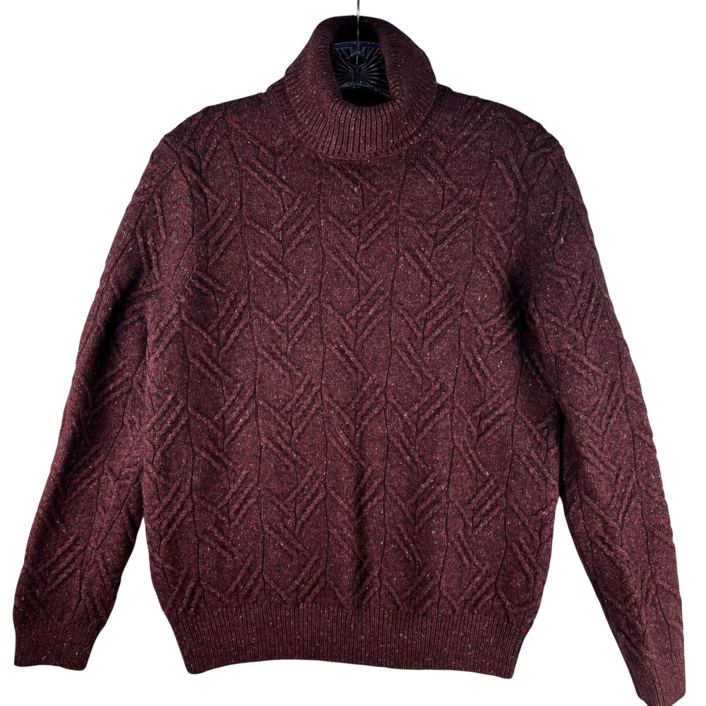 Jos. A. Bank 1905 Burgundy Wool Blend Cable Knit Turtleneck Sweater‎ Womens Med